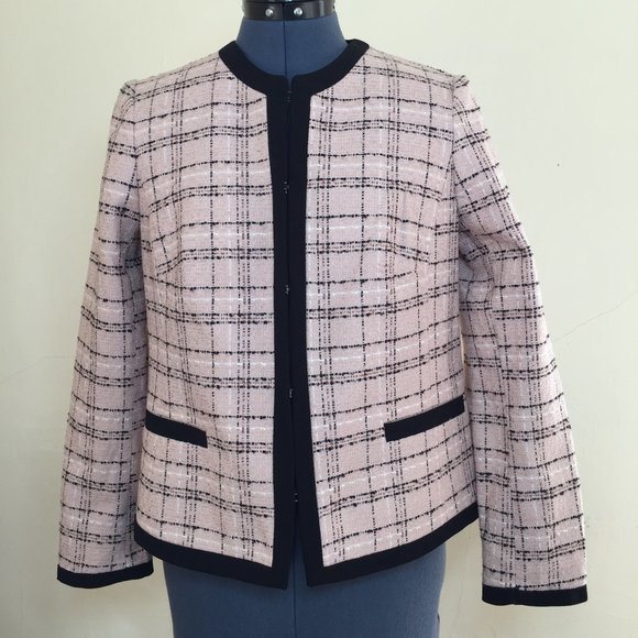 Liz Claiborne Pink and Brown Tweed Blazer Size 4P - Picture 1 of 5